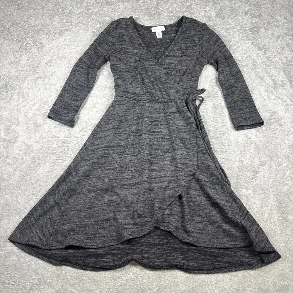 Full Tilt Faux Wrap Dress Dark Gray Long‎ Sleeve Women's Size XS